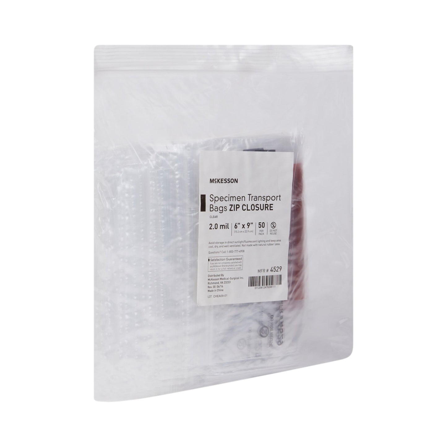 McKesson Specimen Transport Bag, Zip Closure, 6 x 9 Inch 4529