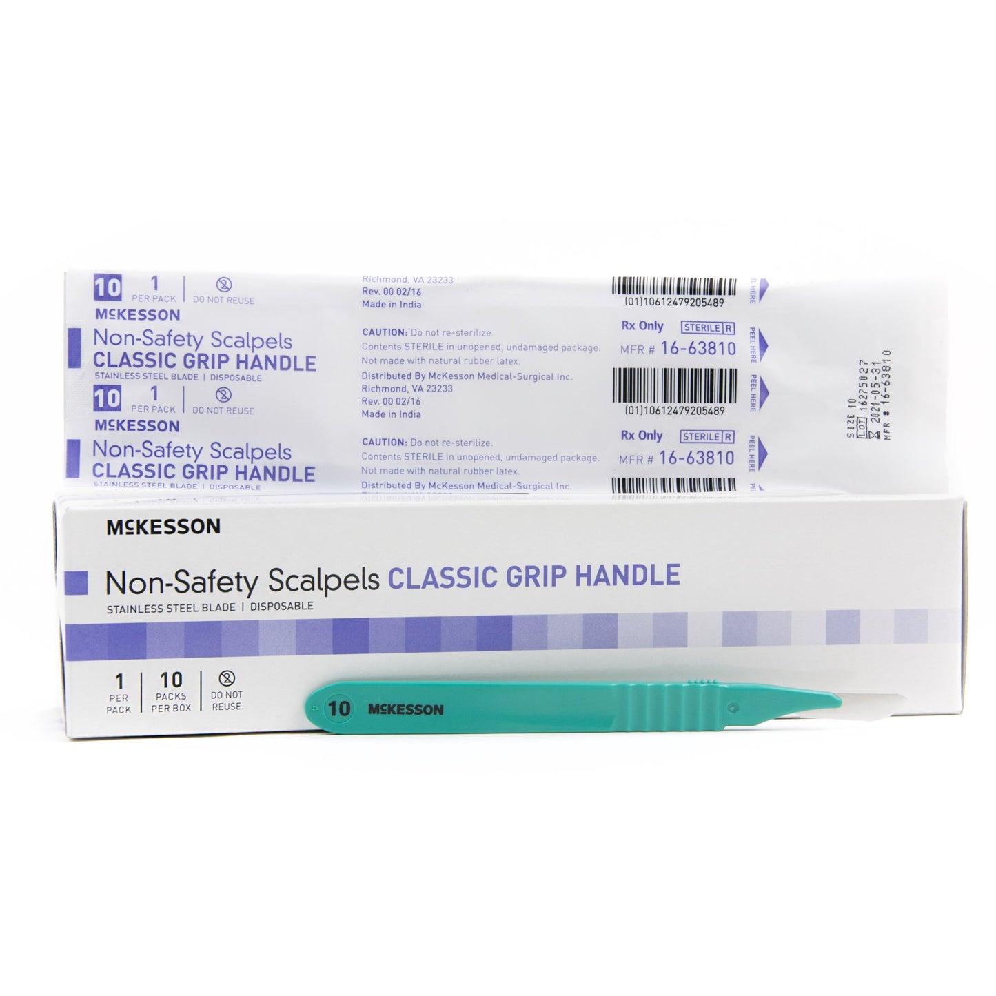 Scalpel McKesson No. 10 Stainless Steel / Plastic Classic Grip Handle Sterile Disposable - 16-63810