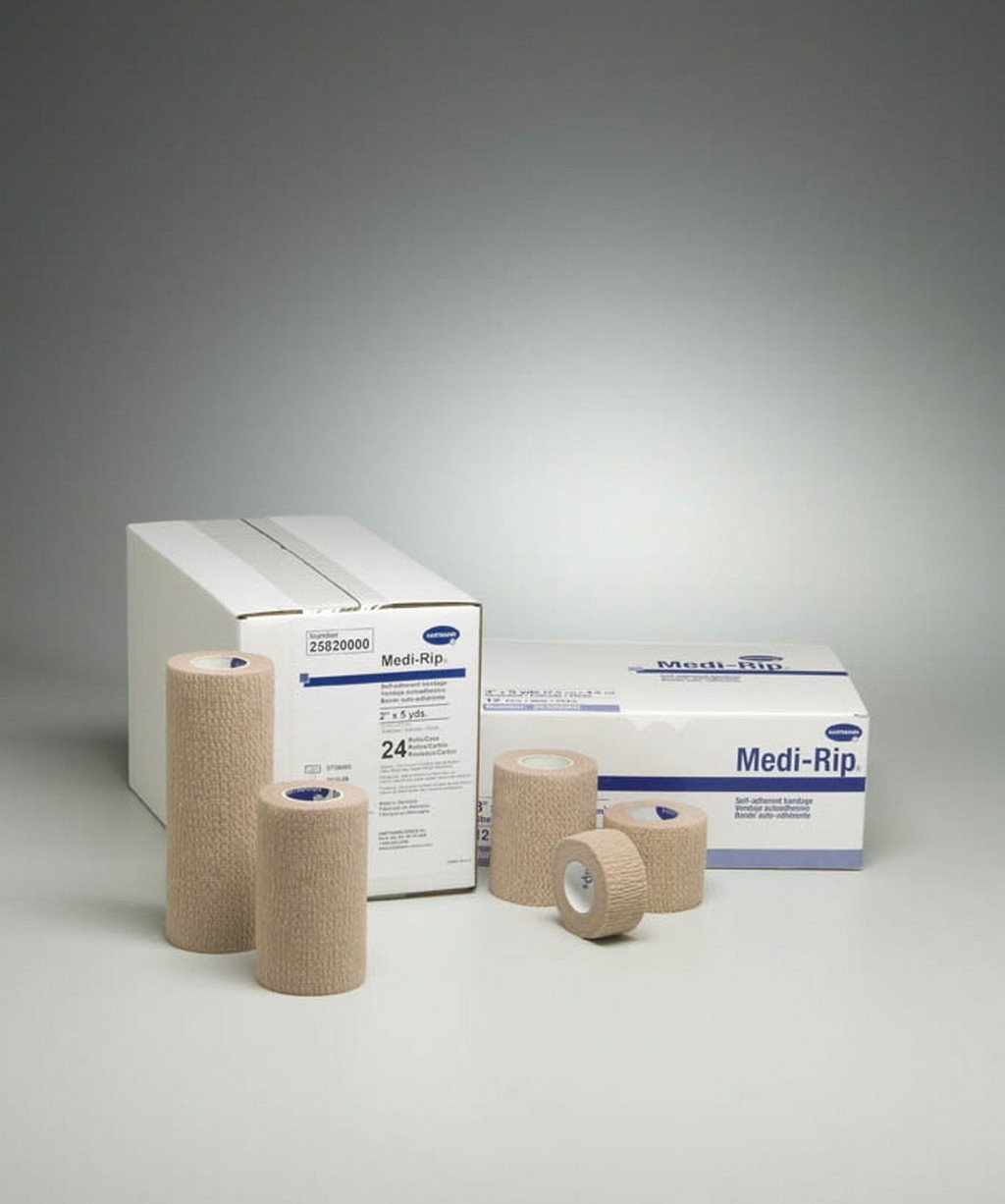 Cohesive Bandage Medi-Rip® 1 Inch X 5 Yard Self-Adherent Closure Tan NonSterile Standard Compression - 25100000