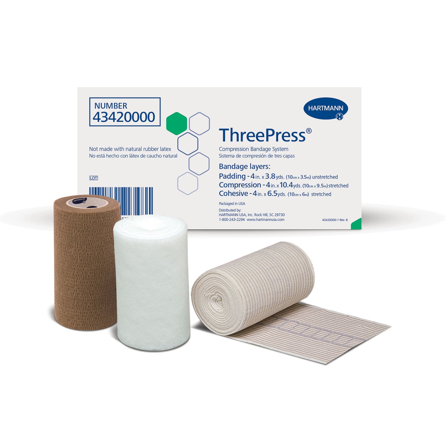 3 Layer Compression Bandage System ThreePress® Multiple Sizes Self-Adherent Closure Tan / White NonSterile 35 to 40 mmHg - 43420000
