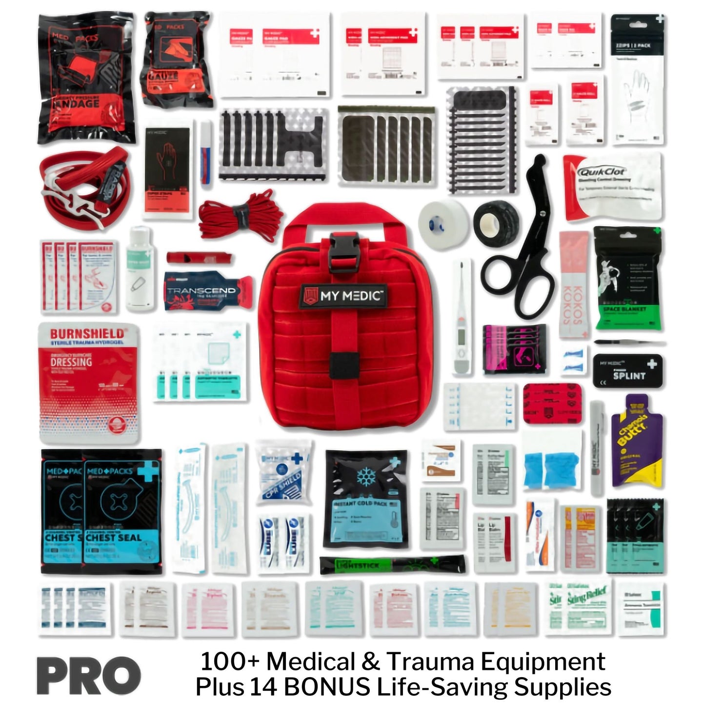 My Medic MYFAK Pro First Aid Kit, Trauma & Medical Supplies for Survival, Red MM-KIT-U-MED-RED-PRO-V2