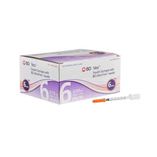 Standard Insulin Syringe with Needle Veo™ Ultra-Fine™ 0.3 mL 15/64 Inch 31 Gauge NonSafety Regular Wall - 324909