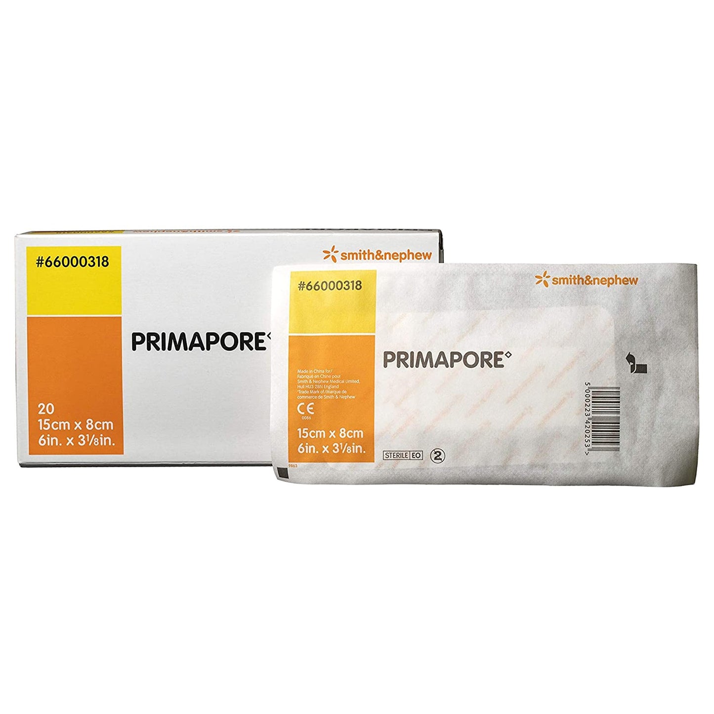 Primapore White Adhesive Dressing, 8 x 15 Centimeter 66000318