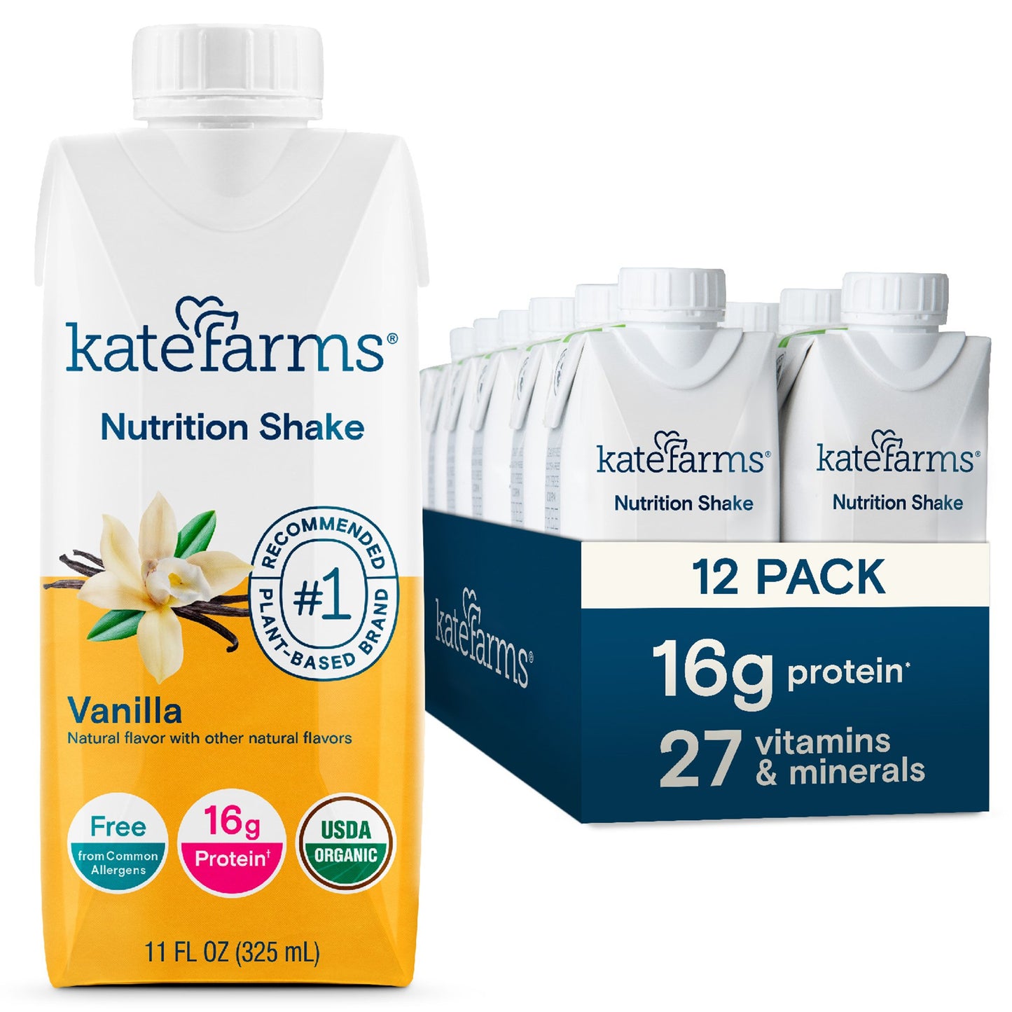 Kate Farms® Nutrition Shake, Vanilla, 11-ounce carton 811112030591