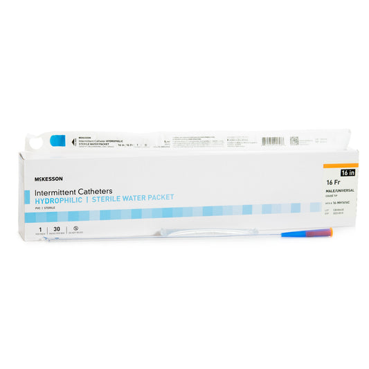 Urethral Catheter McKesson Coude Tip Hydrophilic Coated PVC 16 Fr. 16 Inch - 16-MH1616C