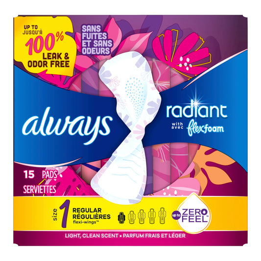 Always® Radiant Regular Pads, Size 1 03700095334