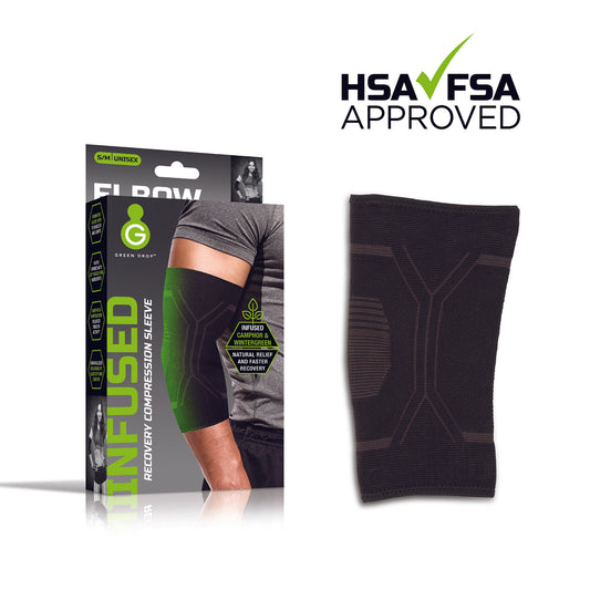 Elbow Support Green Drop™ Small / Medium Pull-On Sleeve Left or Right Elbow 8 to 12 Inch Elbow Circumference Black - ELB-1450
