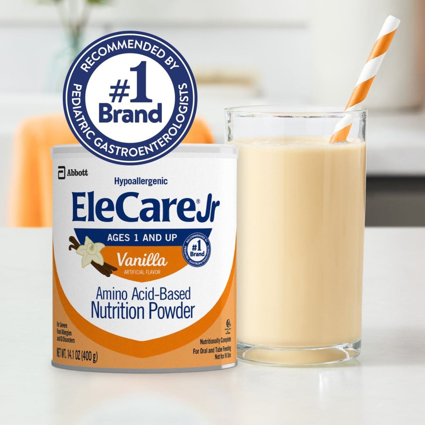 Pediatric Oral Supplement EleCare® Jr Vanilla Flavor 14.1 oz. Can Powder Amino Acid Protein Maldigestion 68630