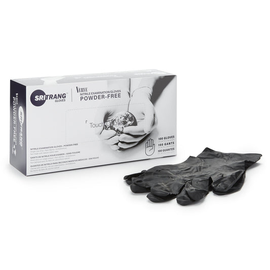 Exam Glove Touch of Life™ Large NonSterile Nitrile Textured Fingertips Black Chemo Tested / Fentanyl Tested - 7027145
