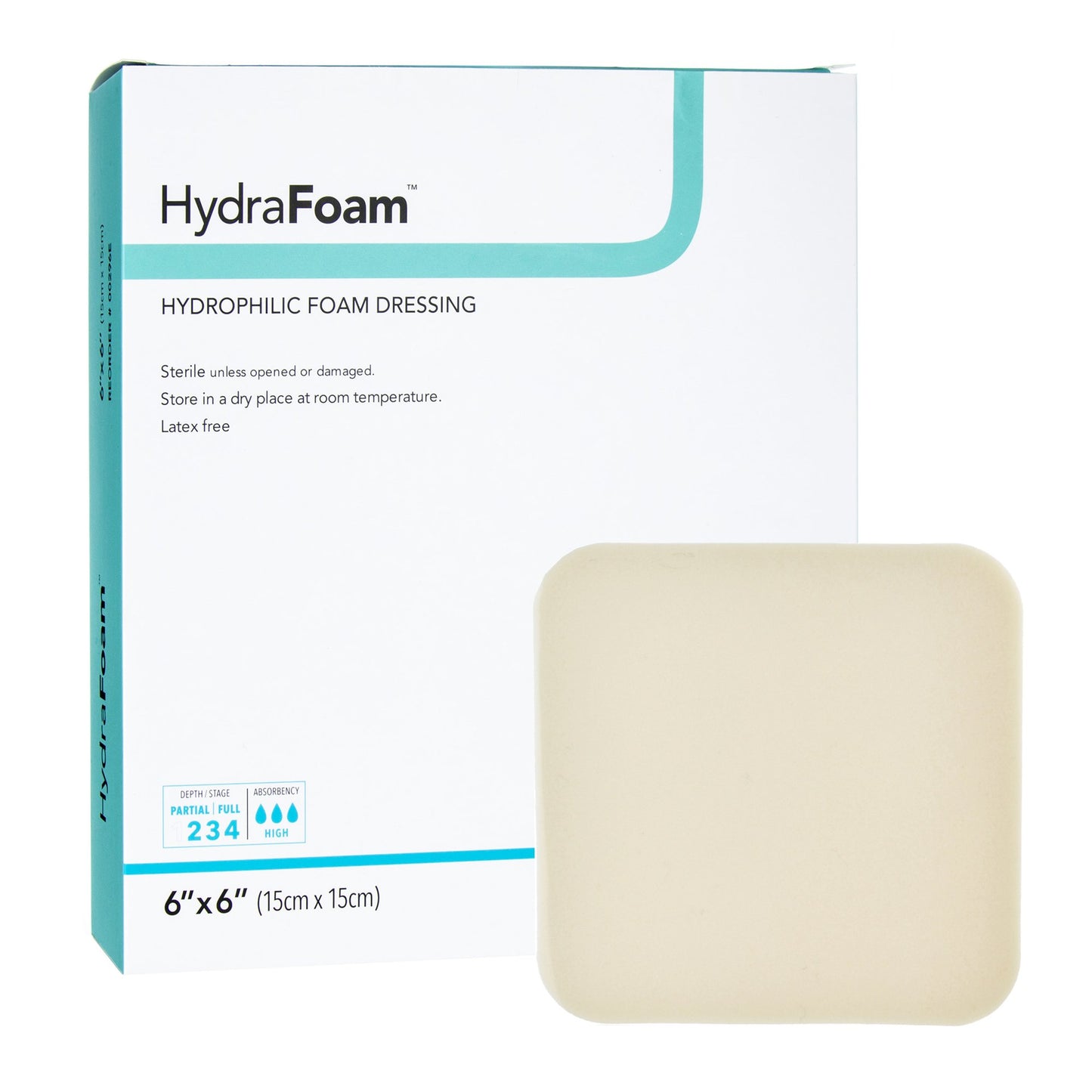 Foam Dressing HydraFoam™ 6 X 6 Inch Without Border Waterproof Backing Nonadhesive Square Sterile - 00296E