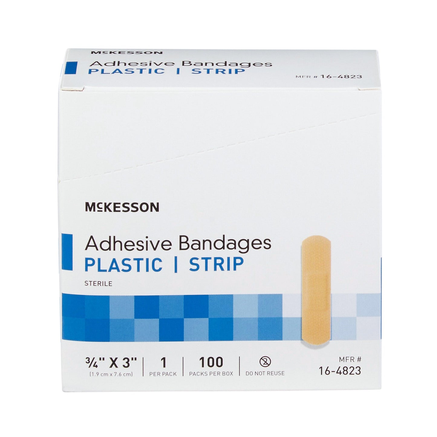 McKesson Adhesive Strip/Plastic Patch, 3/4 x 3 Inch 16-4823