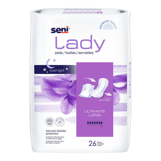 Bladder Control Pad Seni® Lady Ultimate 16-1/2 Inch Length Heavy Absorbency Super Absorbent Core One Size Fits Most - S-7P26-PS1