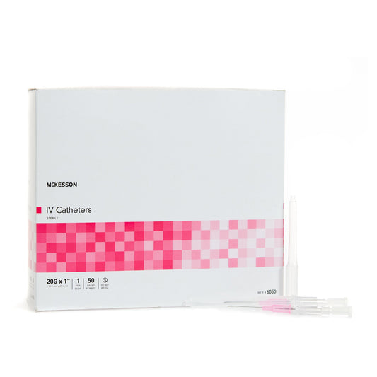 Peripheral IV Catheter McKesson 20 Gauge 1 Inch ETFE Straight Hub Non Blood Control Non-Safety - 6050
