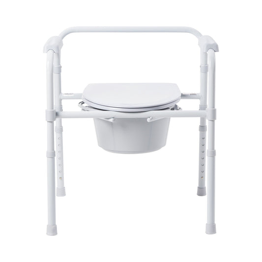3-in-1 Commode Chair McKesson Fixed Arms Steel Frame Back Bar 13-1/2 Inch Seat Width 350 lbs. Weight Capacity - 146-11148-4