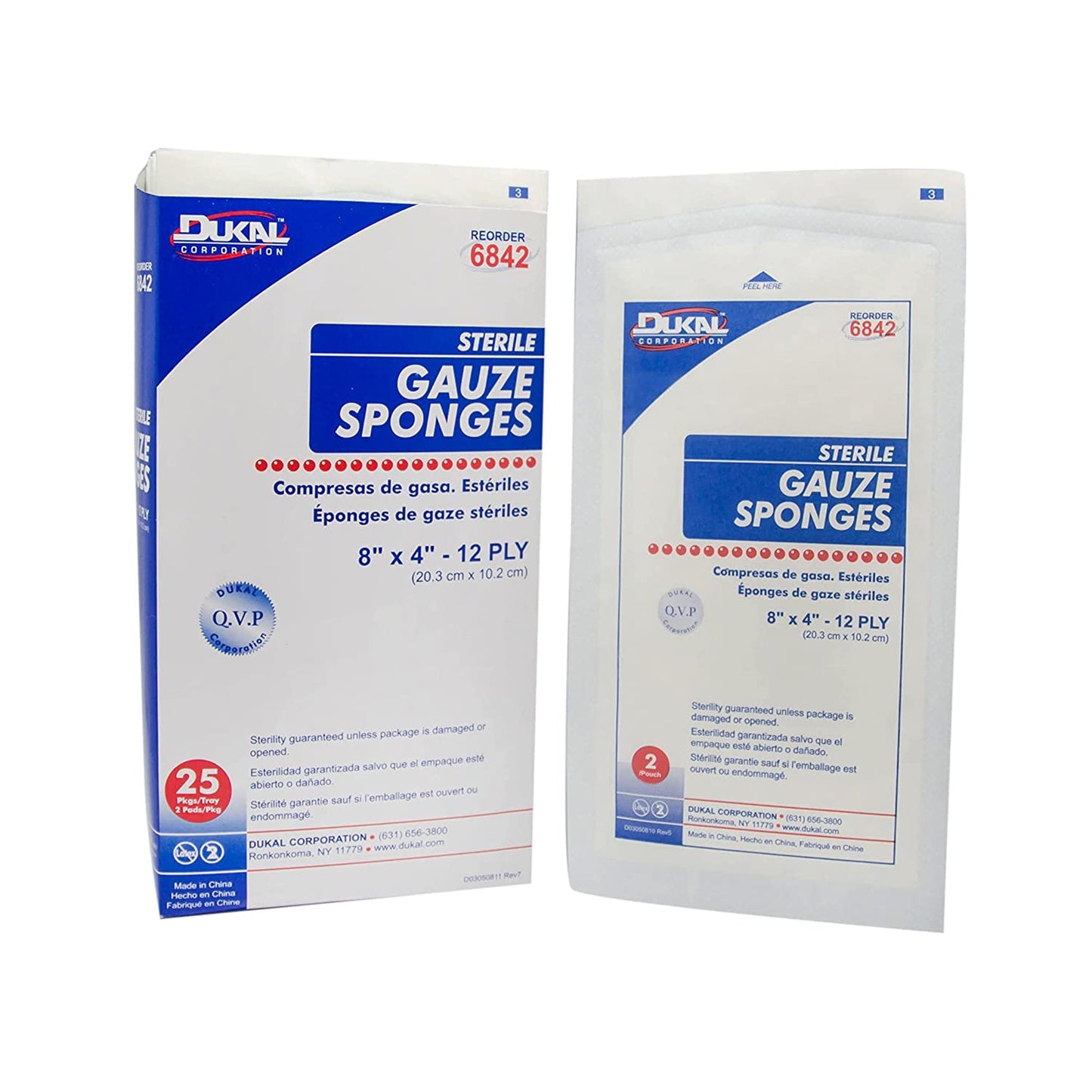Dukal™ Sterile Gauze Sponge, 4 x 8 Inch, 12-Ply 6842