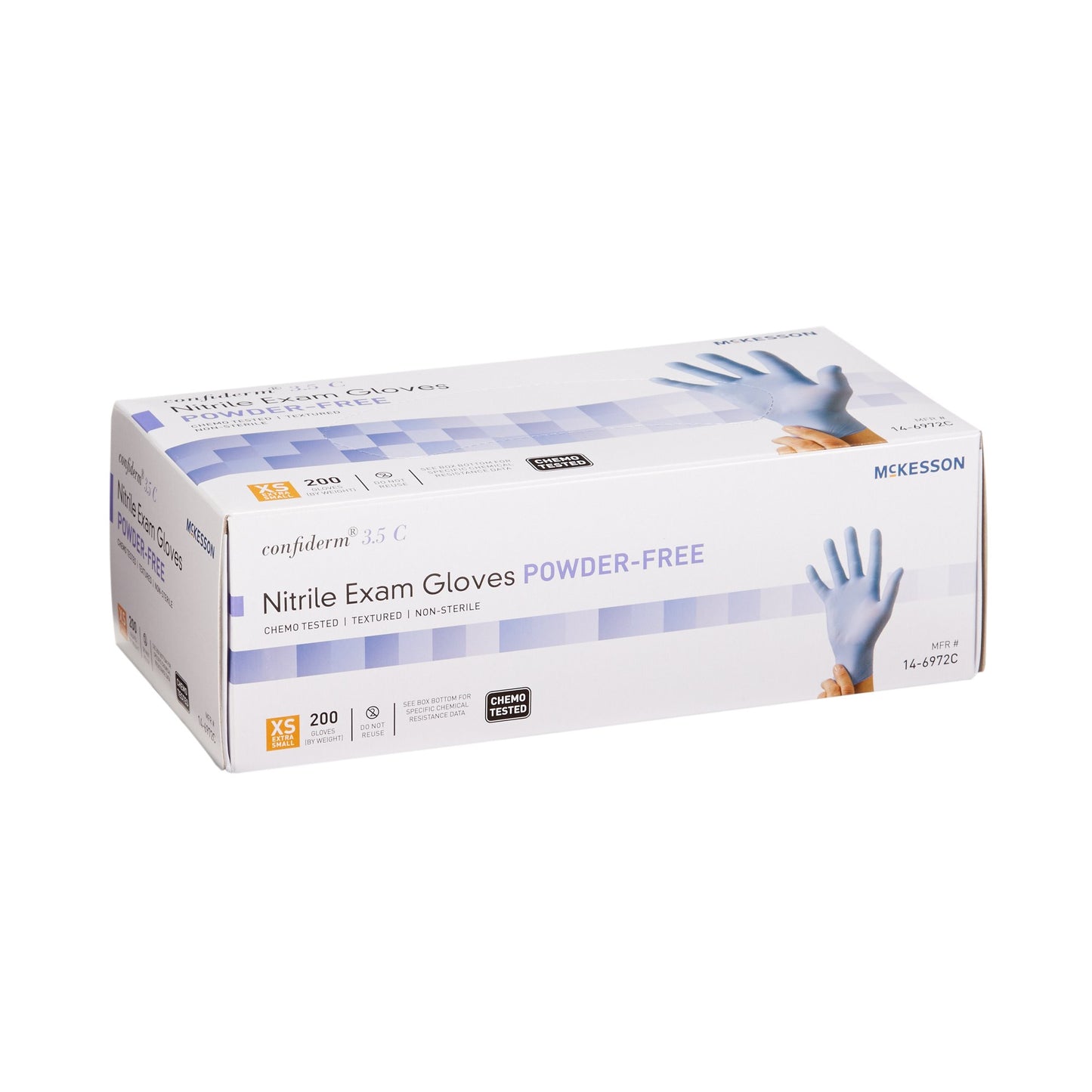 McKesson Confiderm® 3.5C Nitrile Exam Glove, Extra Small, Blue 14-6972C