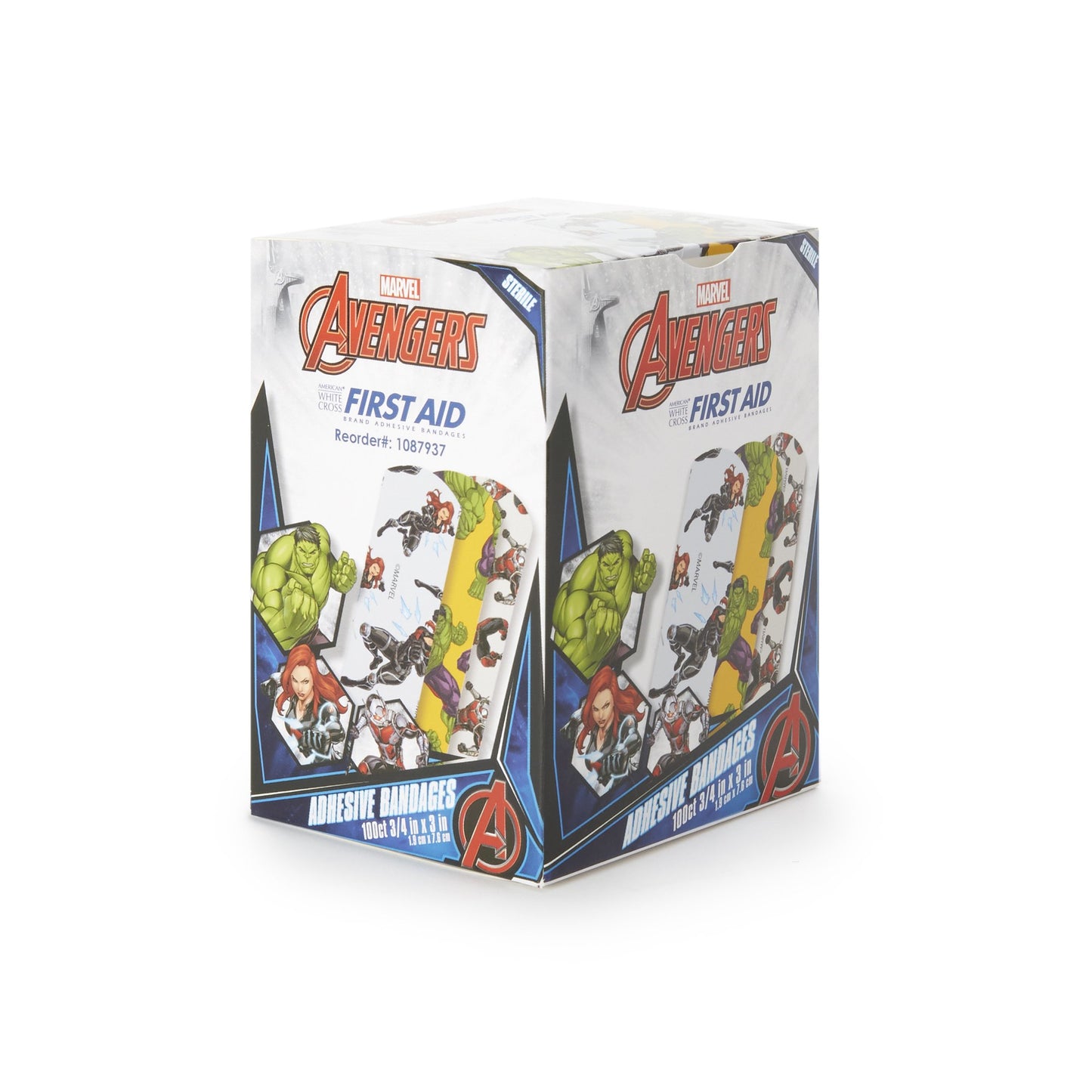 American® White Cross Stat Strip® Avengers Adhesive Strip, ¾ x 3 Inch 1087937