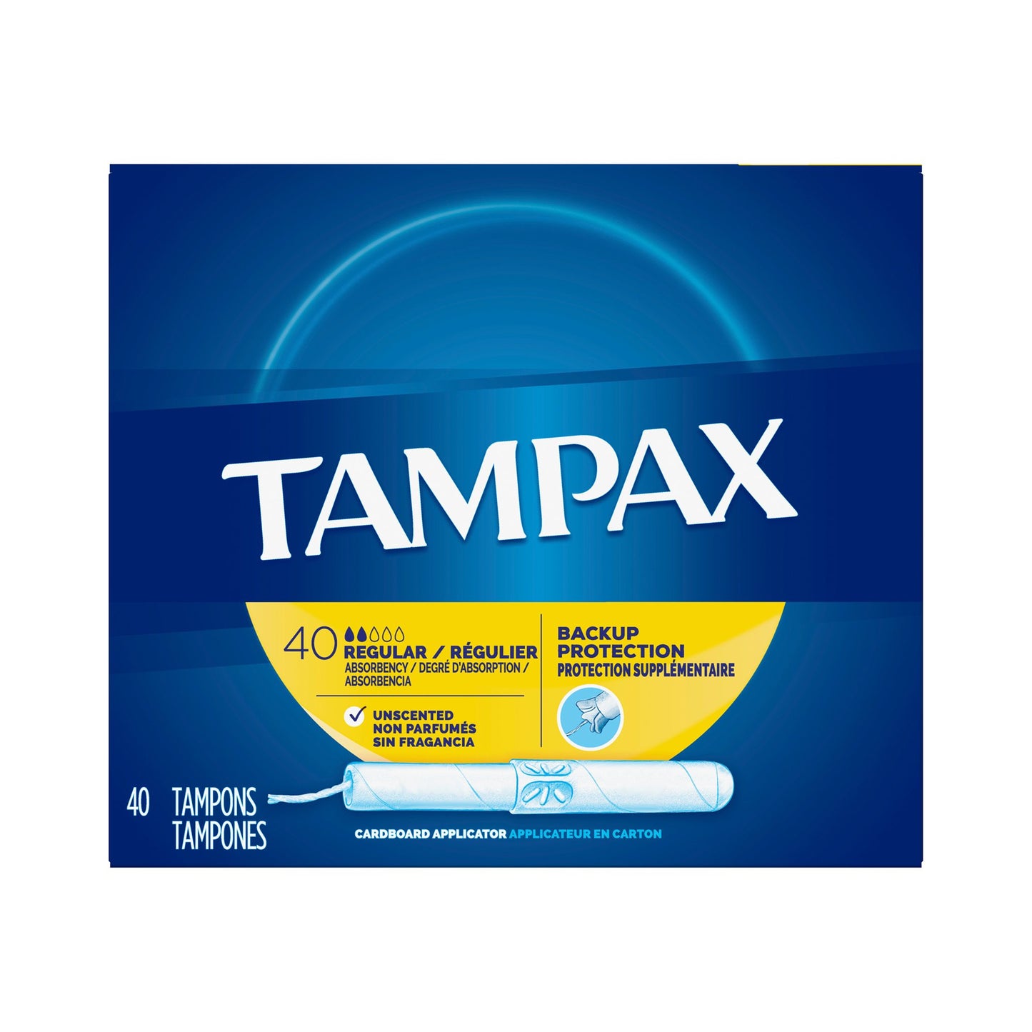 Tampax® Regular Absorbency Tampon, 40 per Box 07301022110