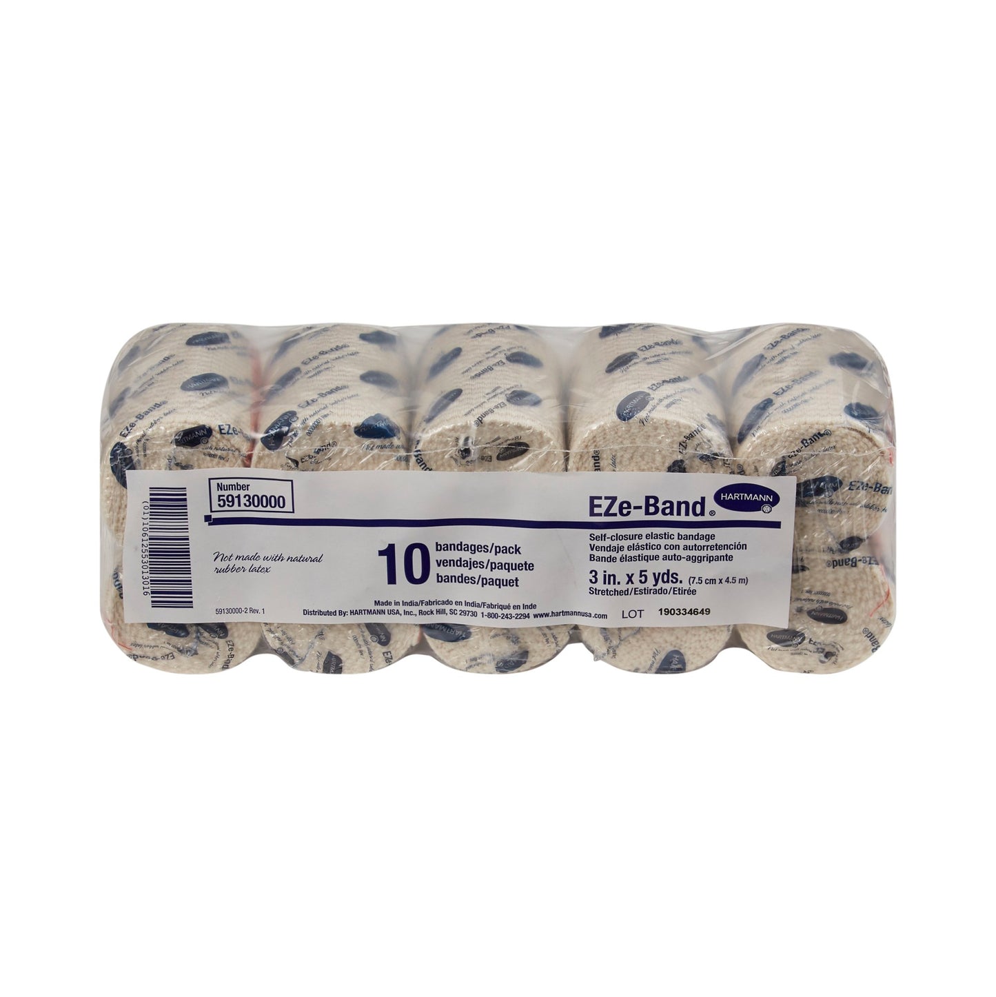 EZe-Band® LF Double Hook and Loop Closure Elastic Bandage, 3 Inch x 5 Yard 59130000
