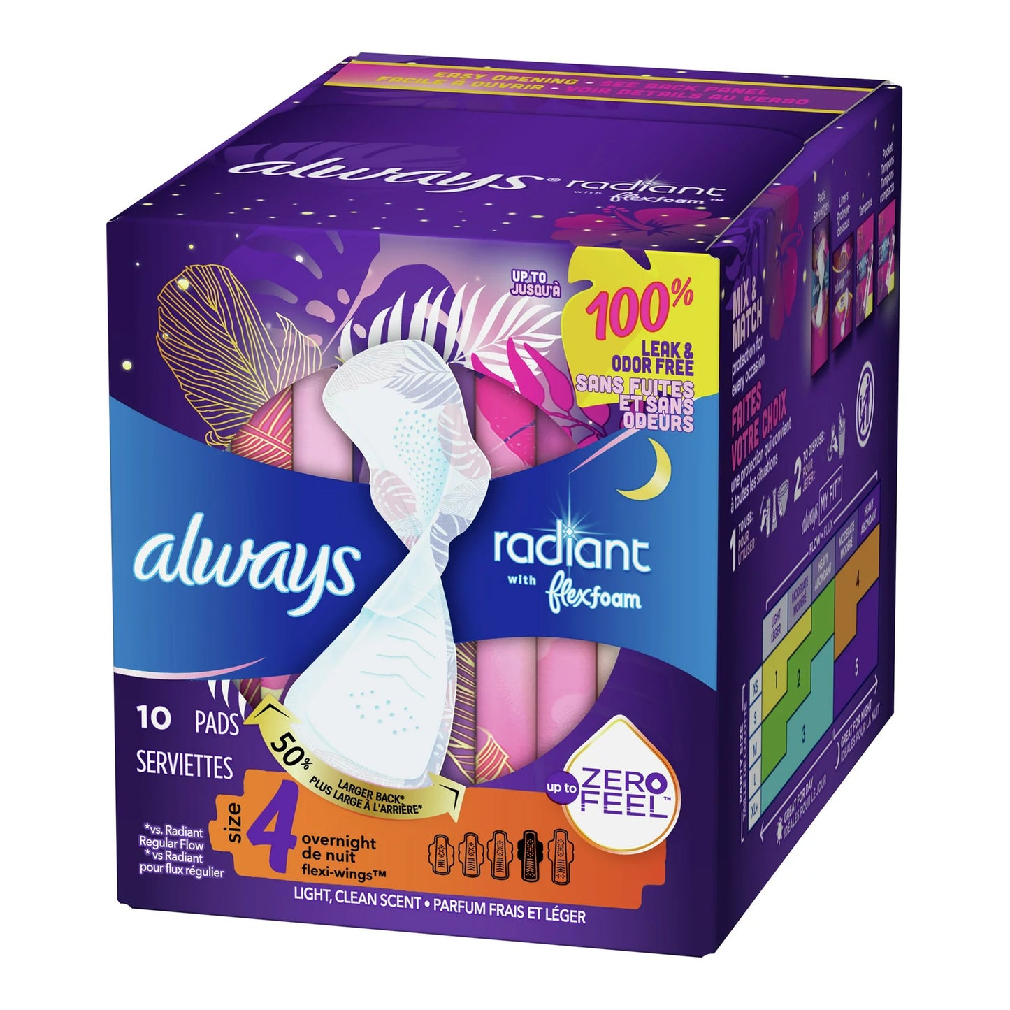 Always® Radiant Overnight Pads, Size 4 03700081811