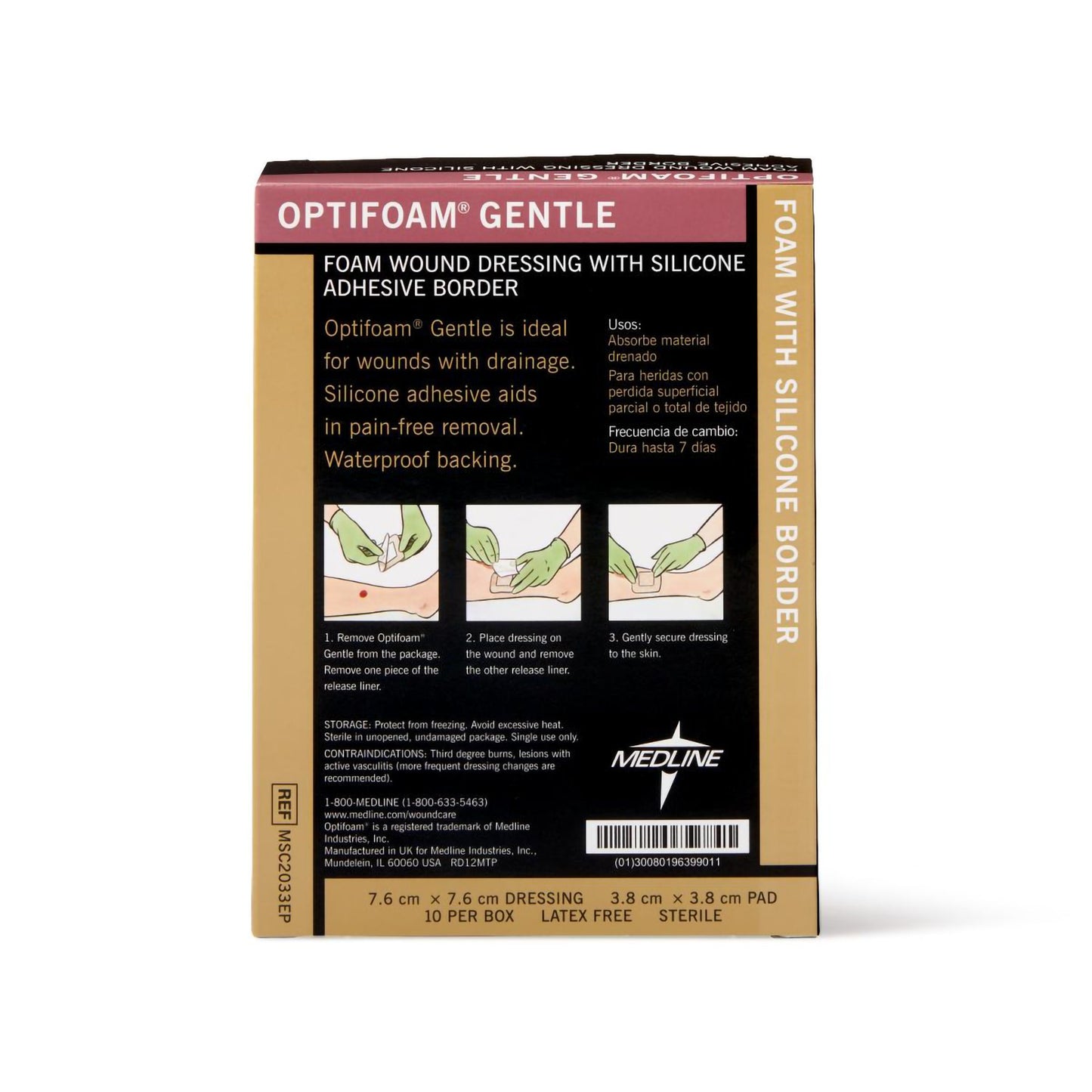 Foam Dressing Optifoam® Gentle 3 X 3 Inch With Border Waterproof Backing Silicone Border Square Sterile MSC2033EP