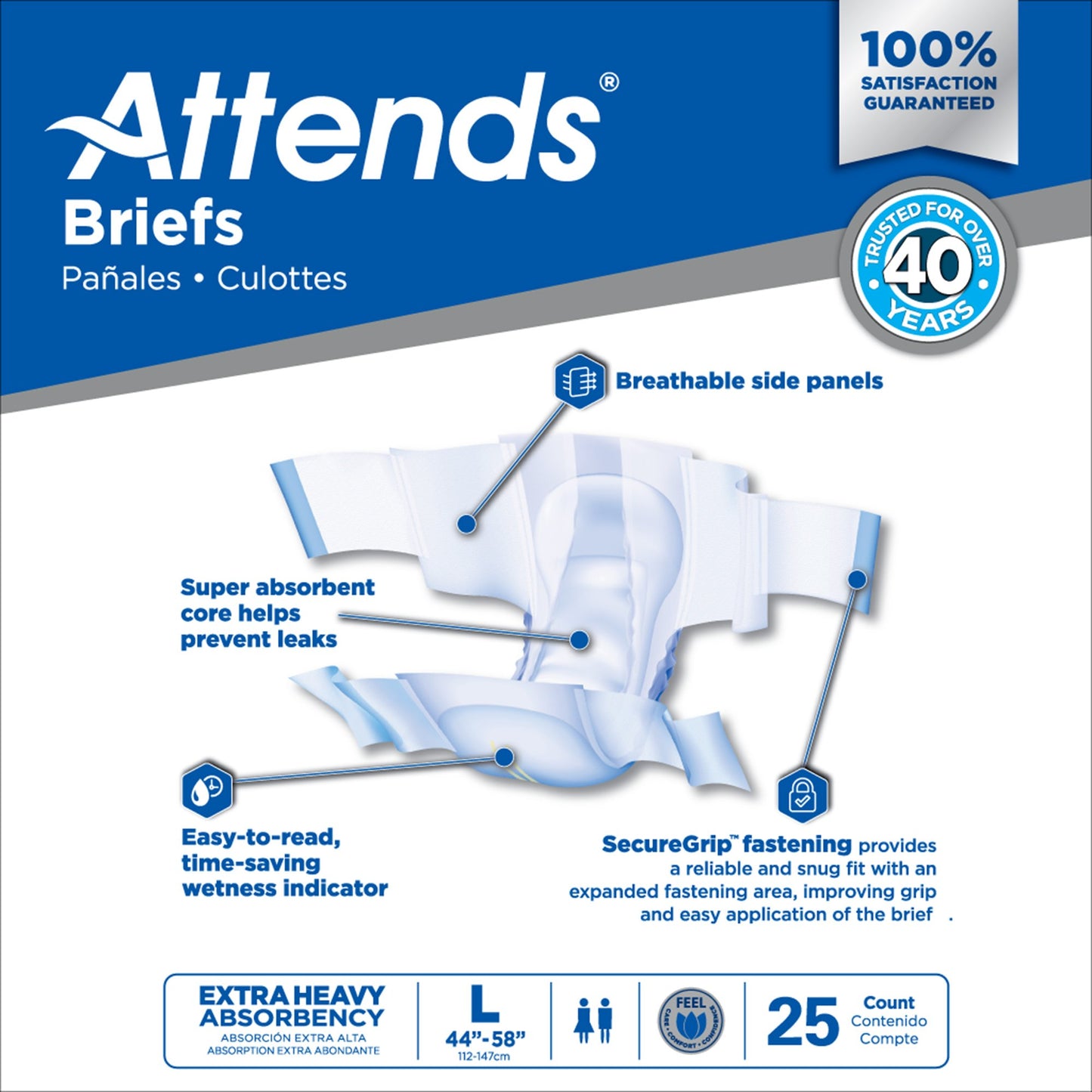 Attends® Extra Heavy Absorbency Briefs, Large DDP30100
