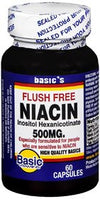 Dietary Supplement Basic's Flush Free Niacin Niacin / Inositol 400 mg - 100 mg Strength Capsule 60 per Bottle - 30761020912