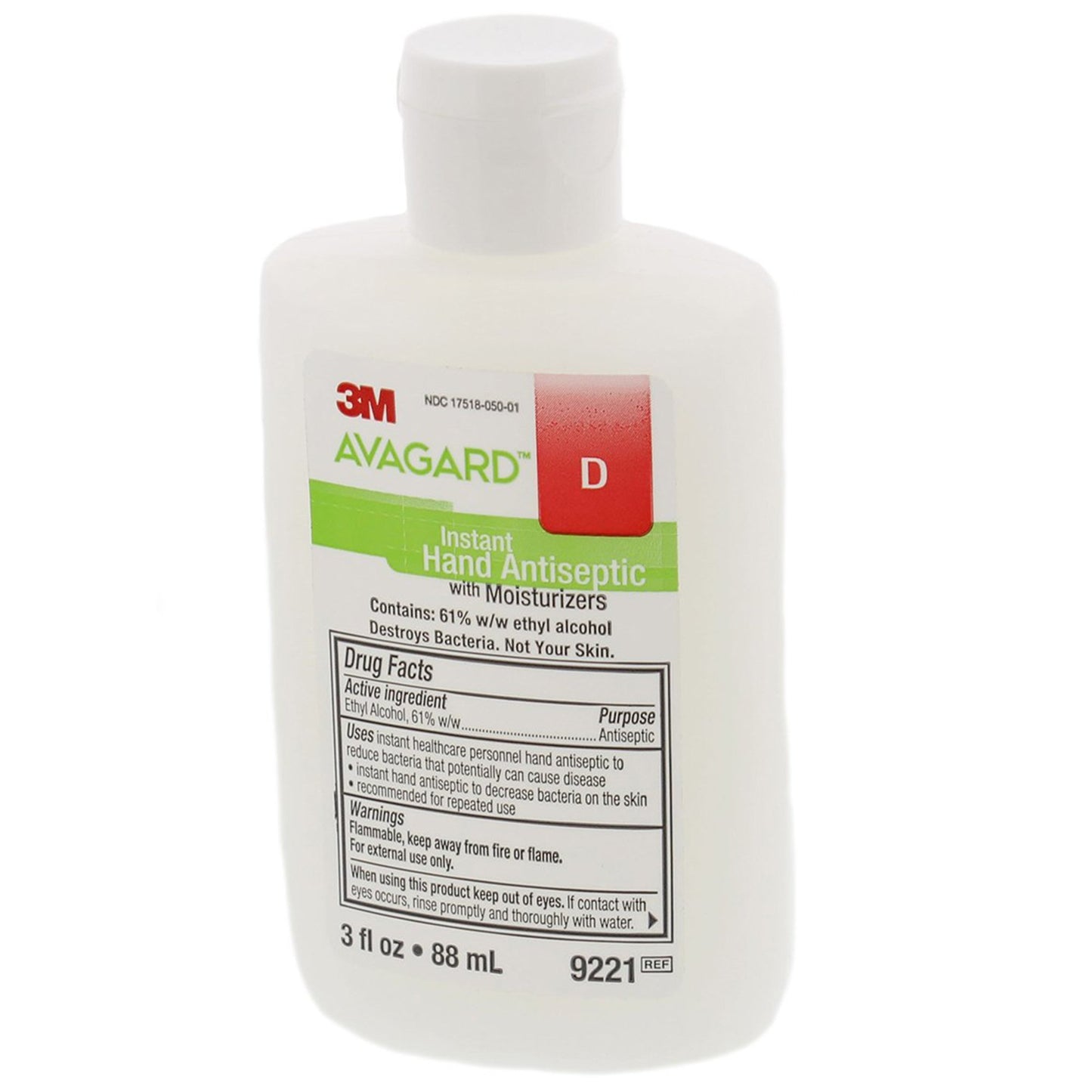 3M Avagard D Hand Antiseptic with Moisturizers, 3 fl oz Bottle 9221