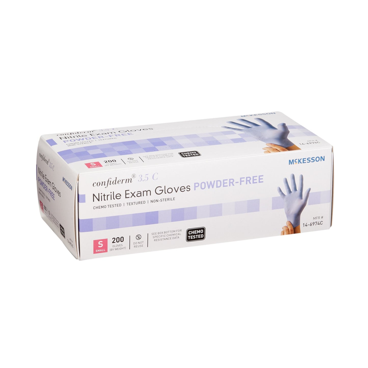 McKesson Confiderm® 3.5C Nitrile Exam Glove, Small, Blue 14-6974C