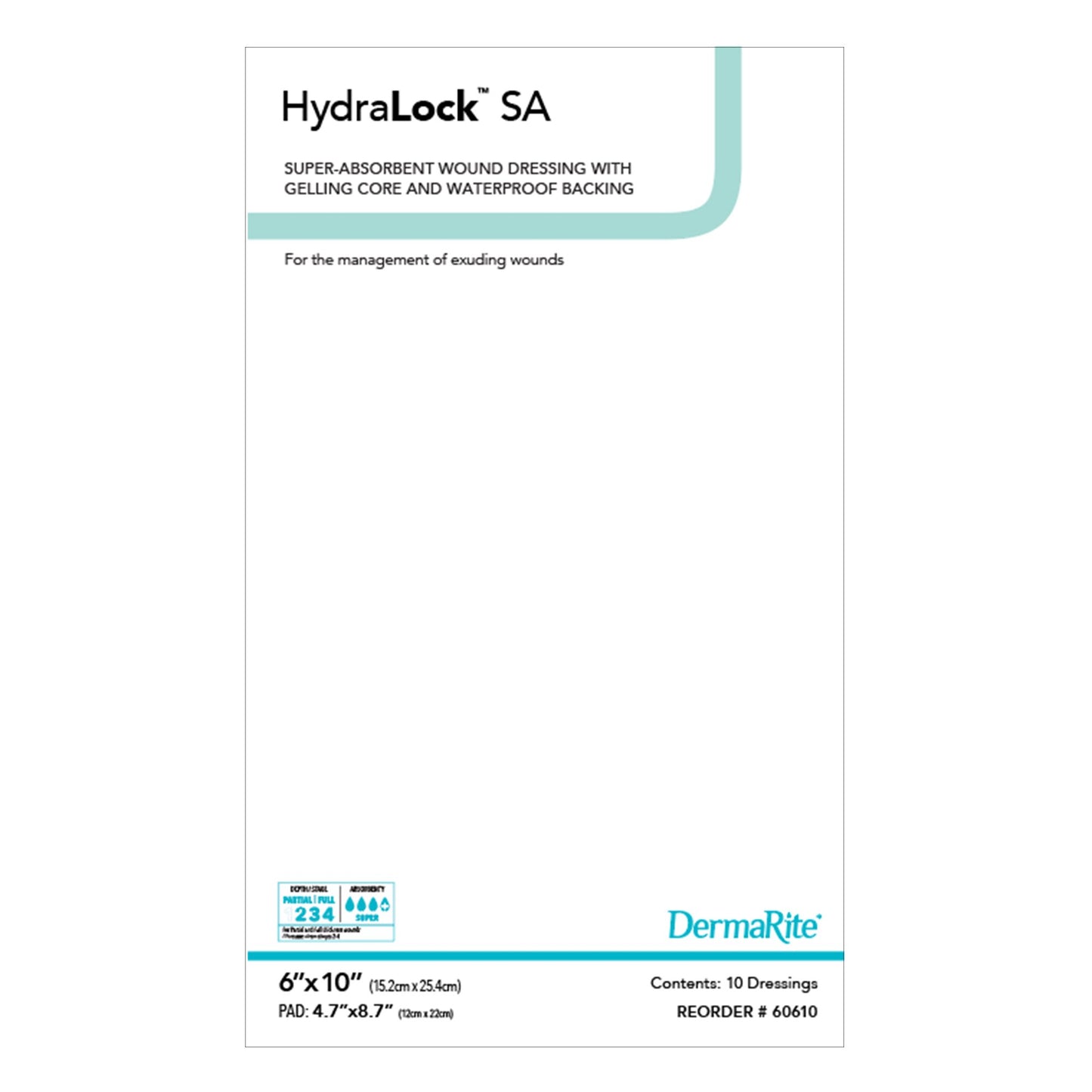 HydraLock™ Super Absorbent Dressing, 6 x 10 Inch 60610