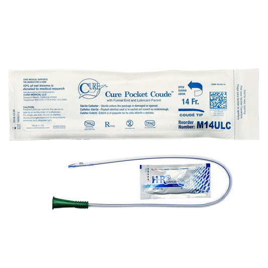 Cure Medical Cure Pocket Cath Urethral Catheter, 14 Fr. M14ULC, 1 Each