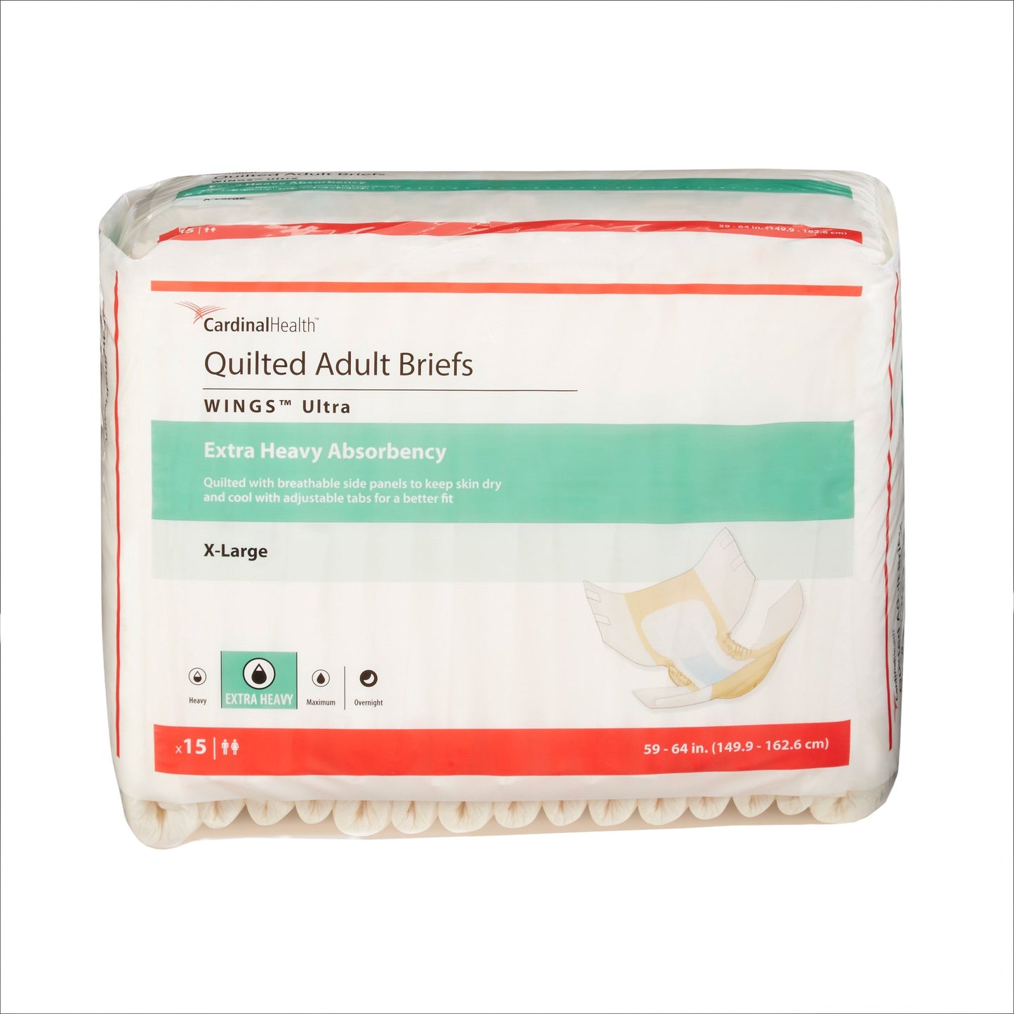 Unisex Adult Incontinence Brief Wings™ Ultra X-Large Disposable Heavy Absorbency - 77075