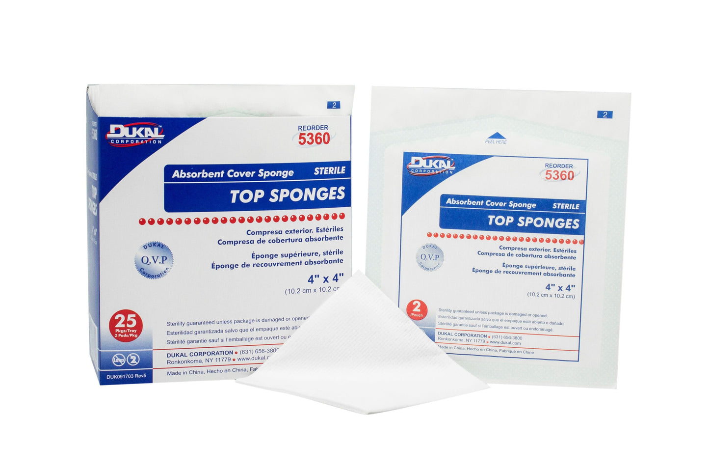 Dukal™ Sterile Nonwoven Sponge, 4 x 4 Inch 5360