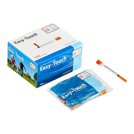 Standard Insulin Syringe with Needle EasyTouch™ 1 mL 1/2 Inch 30 Gauge NonSafety Thin Wall - 830155