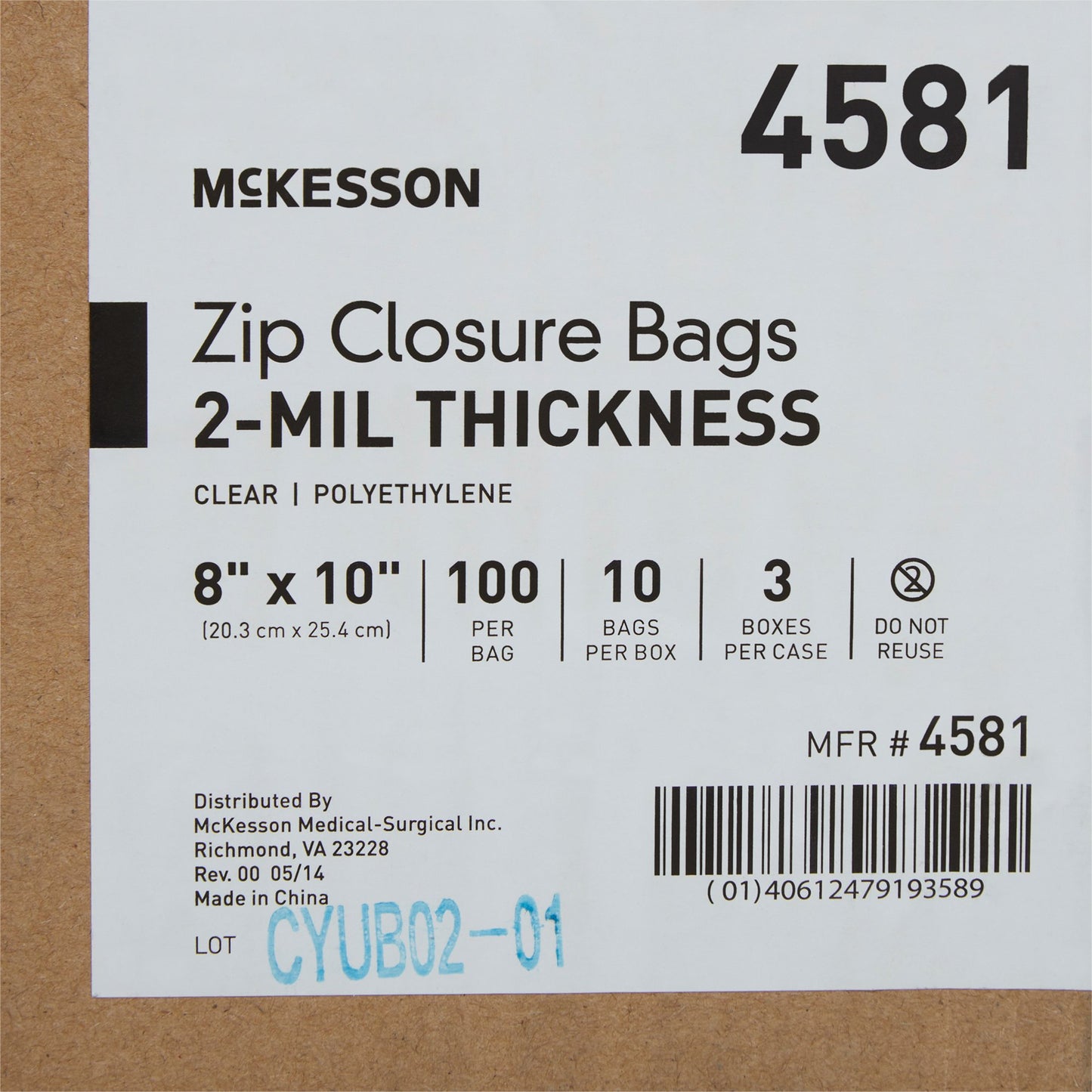 McKesson Zip Closure Bag, 8 X 10 Inches 4581