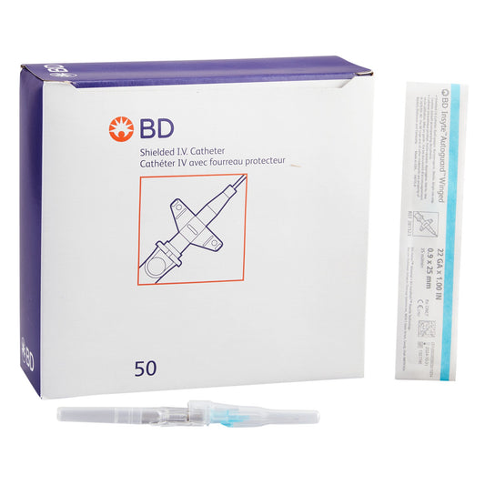 Peripheral IV Catheter Insyte™ Autoguard™ 22 Gauge 1 Inch BD Vialon Winged Hub Non Blood Control Push Button Safety - 381523