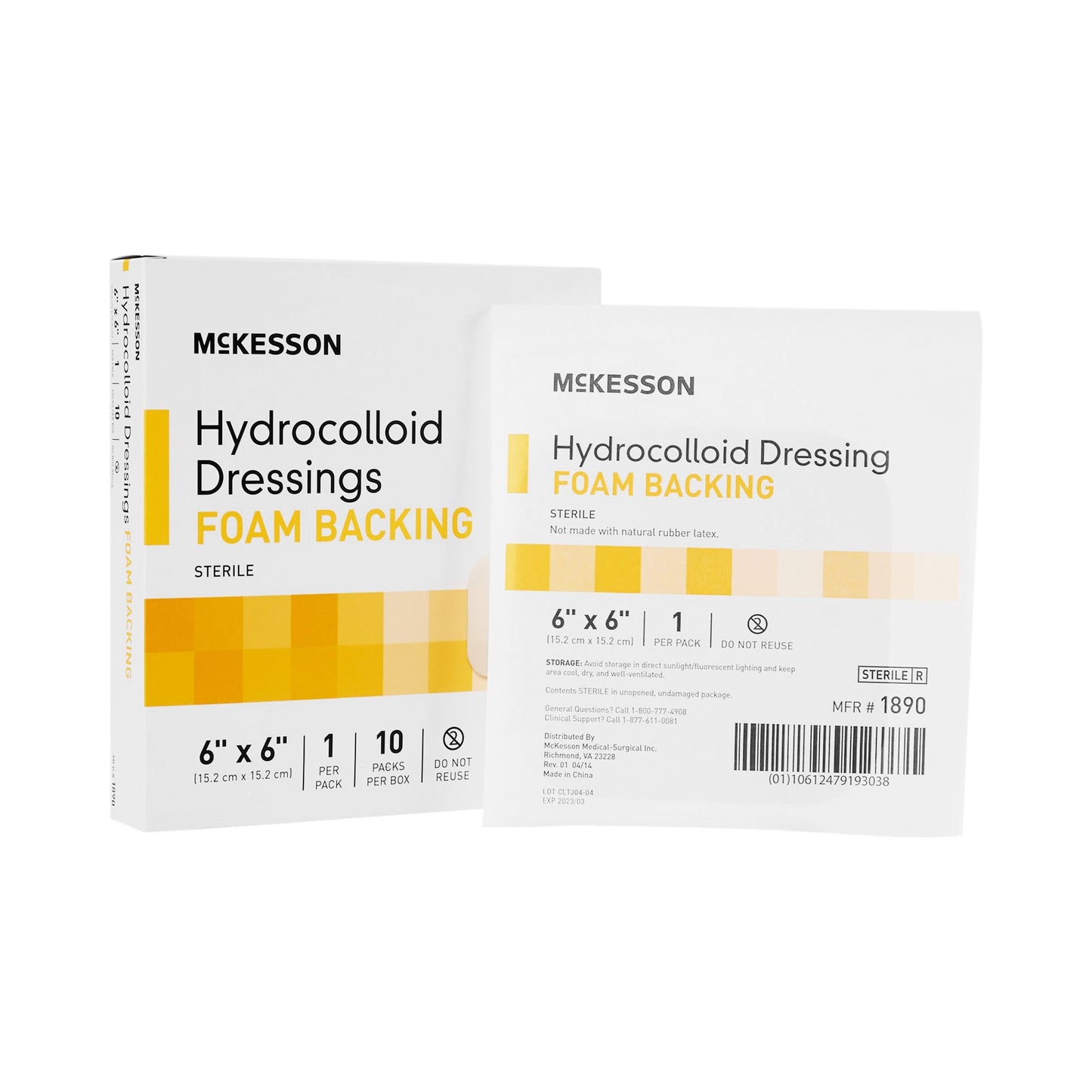 McKesson Hydrocolloid Dressing, 6 x 6 Inch 1890