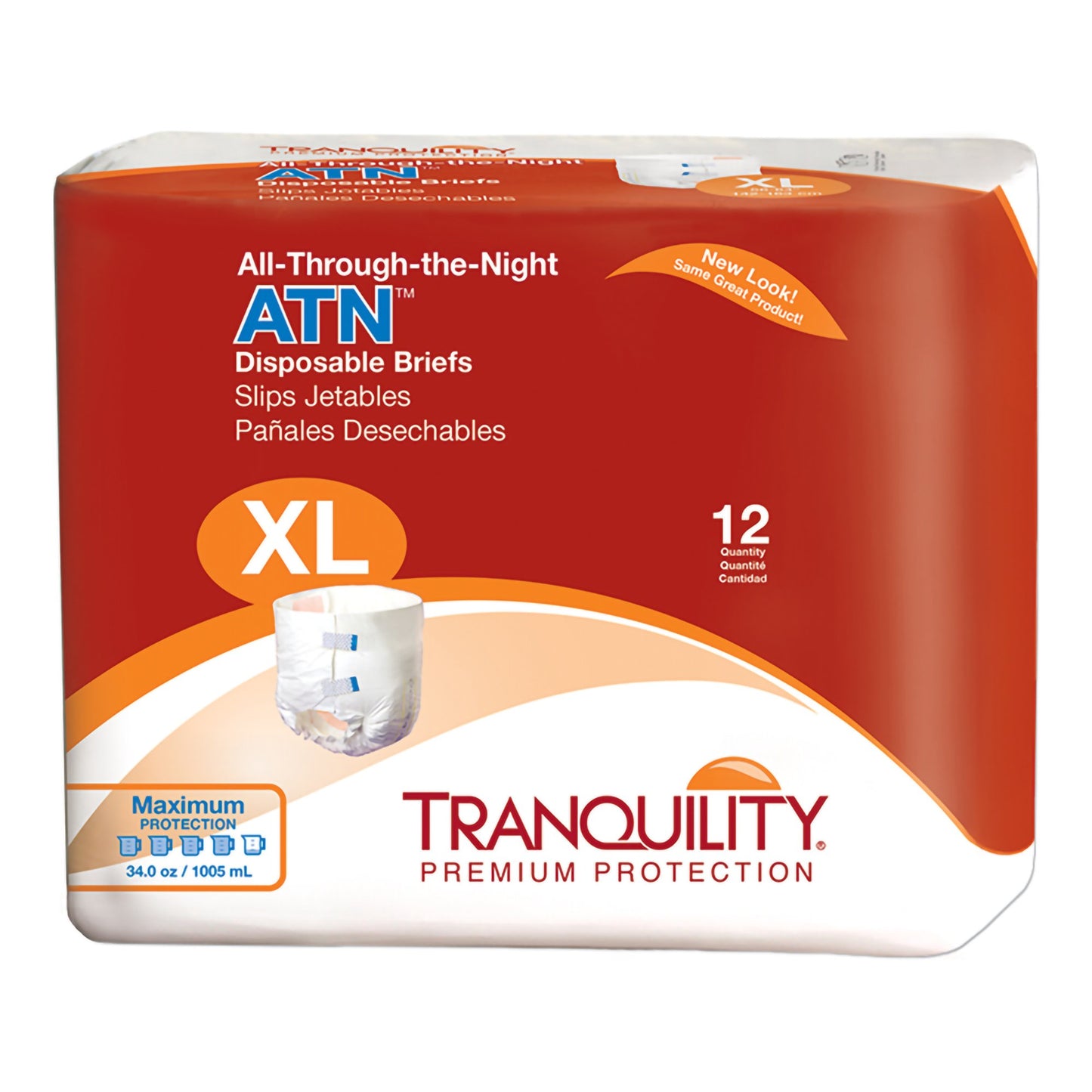 Unisex Adult Incontinence Brief Tranquility® ATN X-Large Disposable Heavy Absorbency - 2187