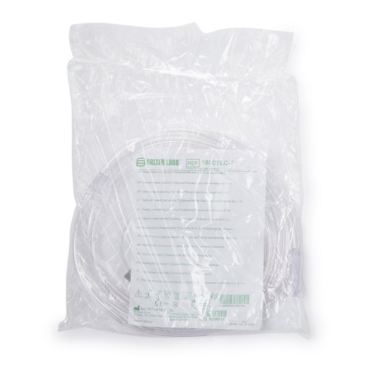 Nasal Cannula with Ear Cushions Salter-Style® TLCannula™ Adult Curved Prong / NonFlared Tip 7 Foot O2 Line - 1600TLC-7-25