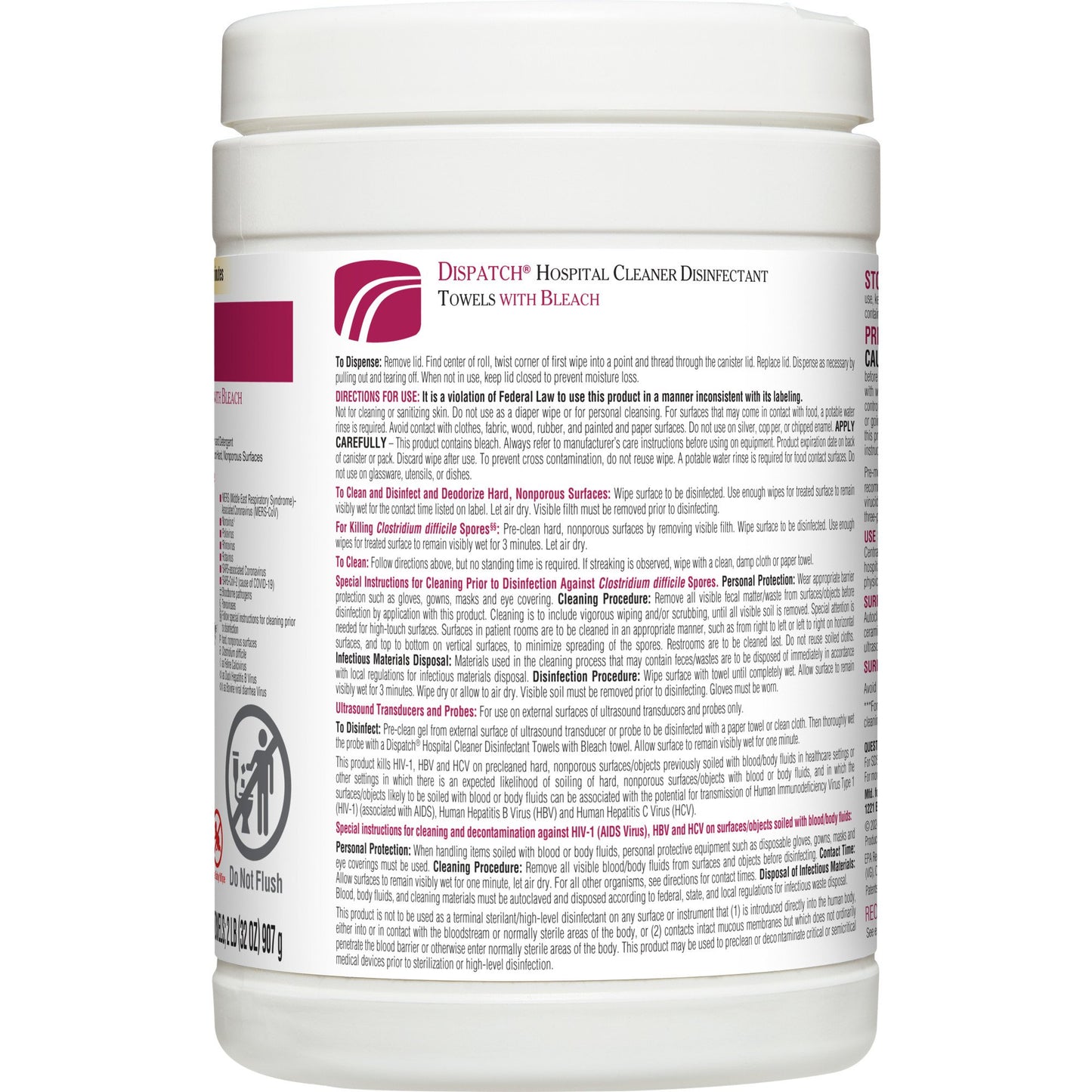 Dispatch® Surface Disinfectant Cleaner with Bleach, Canister 69150