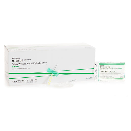 McKesson Prevent® Blood Collection Set 21 Gauge 3/4 Inch Needle Length Safety Needle 12 Inch Tubing Sterile - 2193