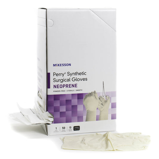 Surgical Glove McKesson Perry® Synthetic Surgical Gloves Size 6.5 Sterile Polychloroprene Standard Cuff Length Smooth Cream Chemo Tested - 20-2665N