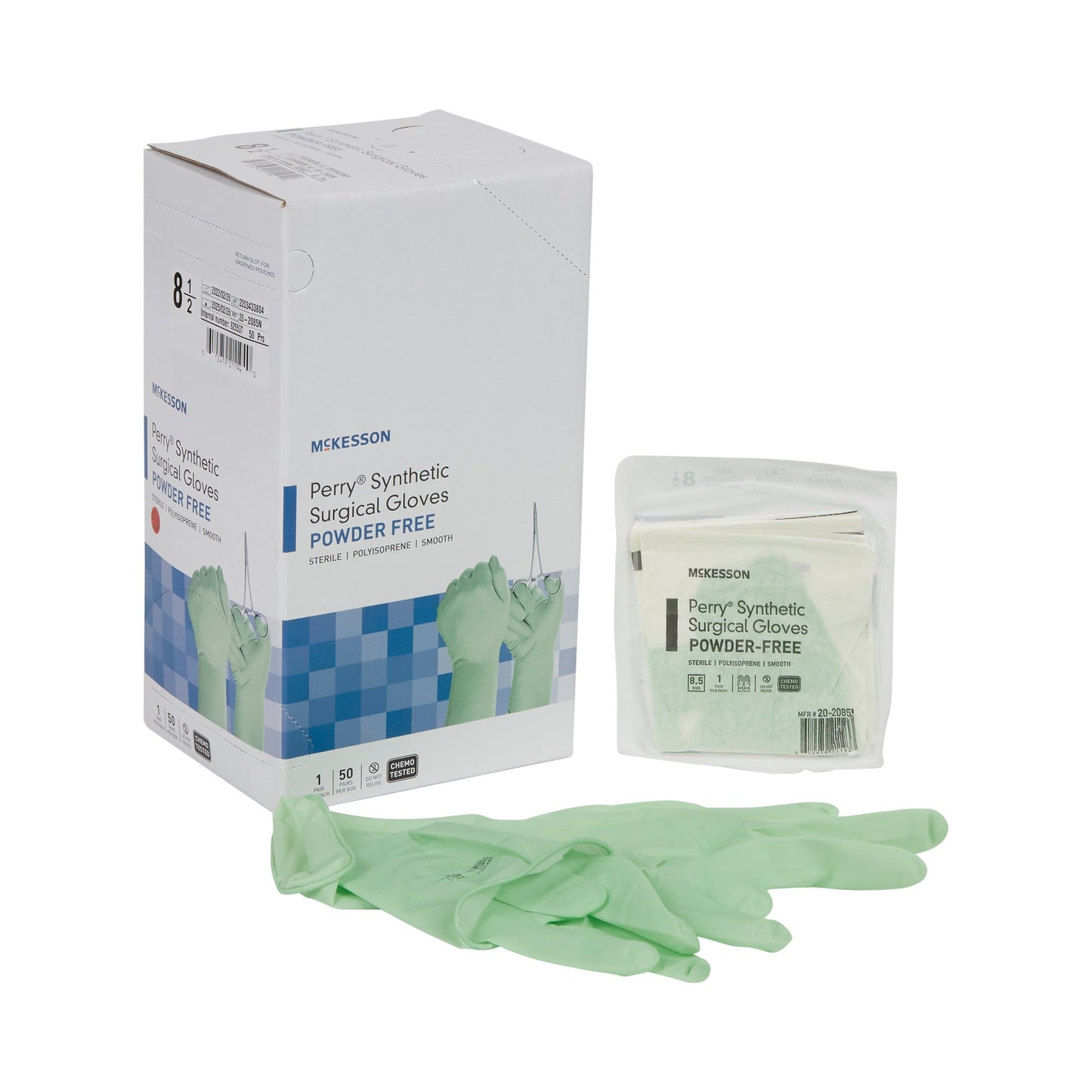 McKesson Perry® Performance Plus Polyisoprene Surgical Glove, Size 8.5, Green 20-2085N