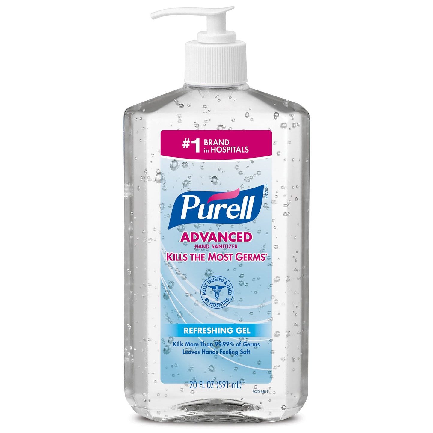 Purell Advanced Hand Sanitizer 70% Ethyl Alcohol Gel, Pump Bottle, 20 oz 3023-12