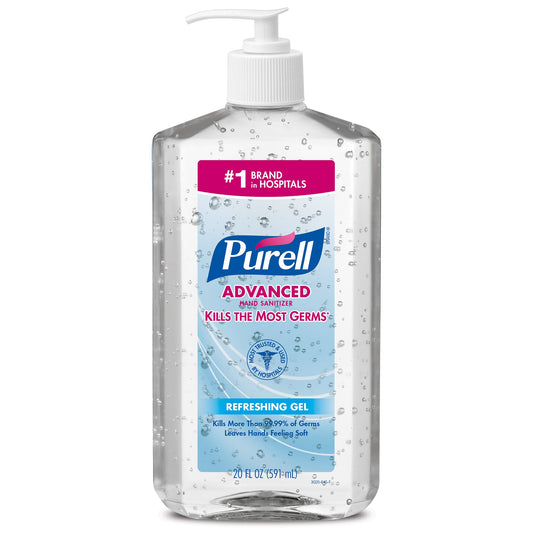 Purell Advanced Hand Sanitizer 70% Ethyl Alcohol Gel, Pump Bottle, 20 oz 3023-12