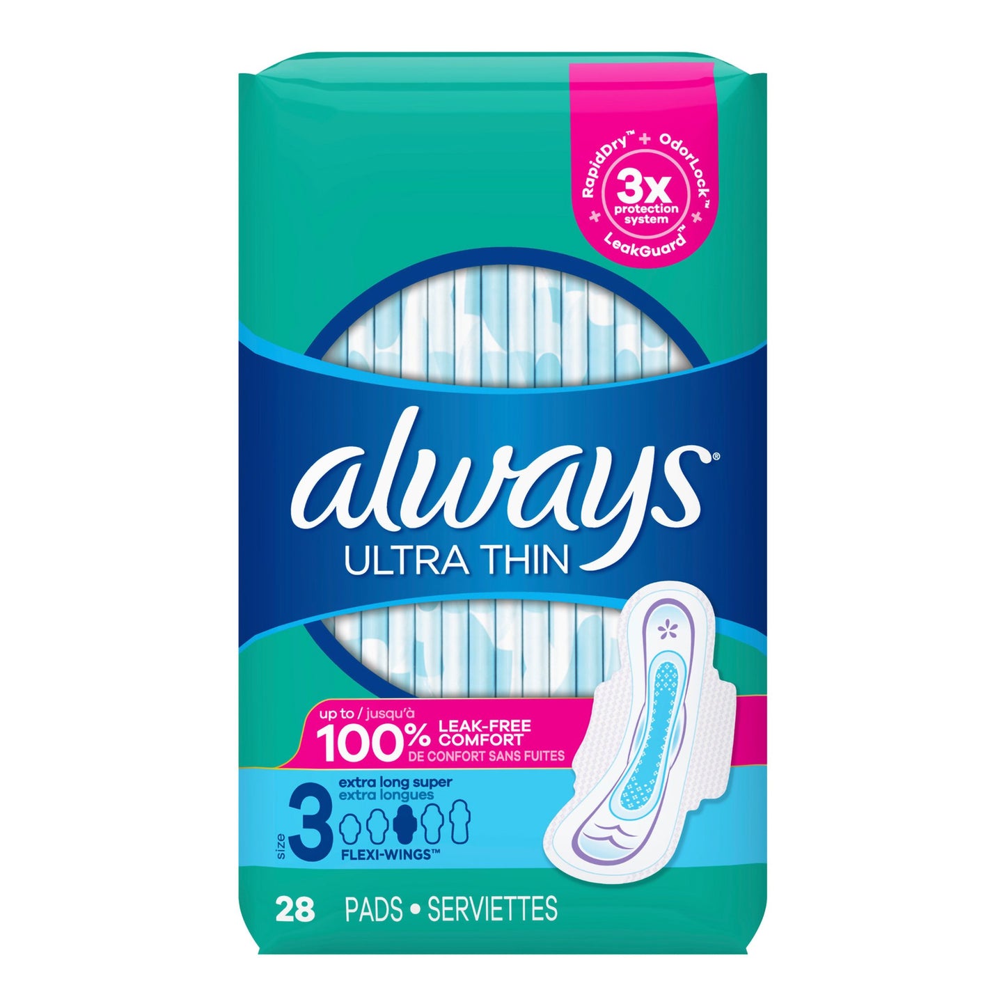 Always® Ultra Thin Extra Long Super Pads, Size 3 03700089907