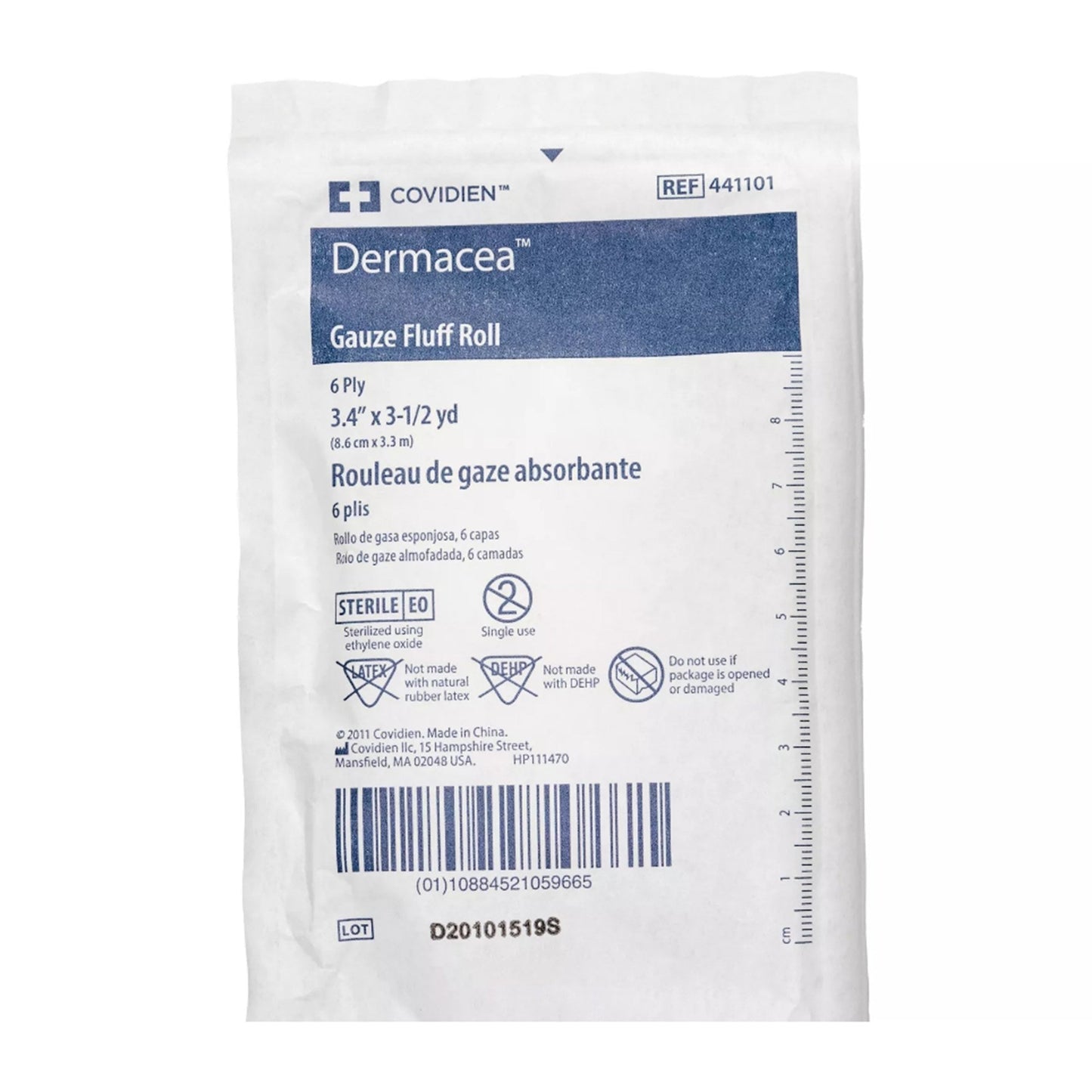 Dermacea™ Sterile Fluff Bandage Roll, 3-2/5 Inch x 3-1/2 Yard, 6-Ply 441101