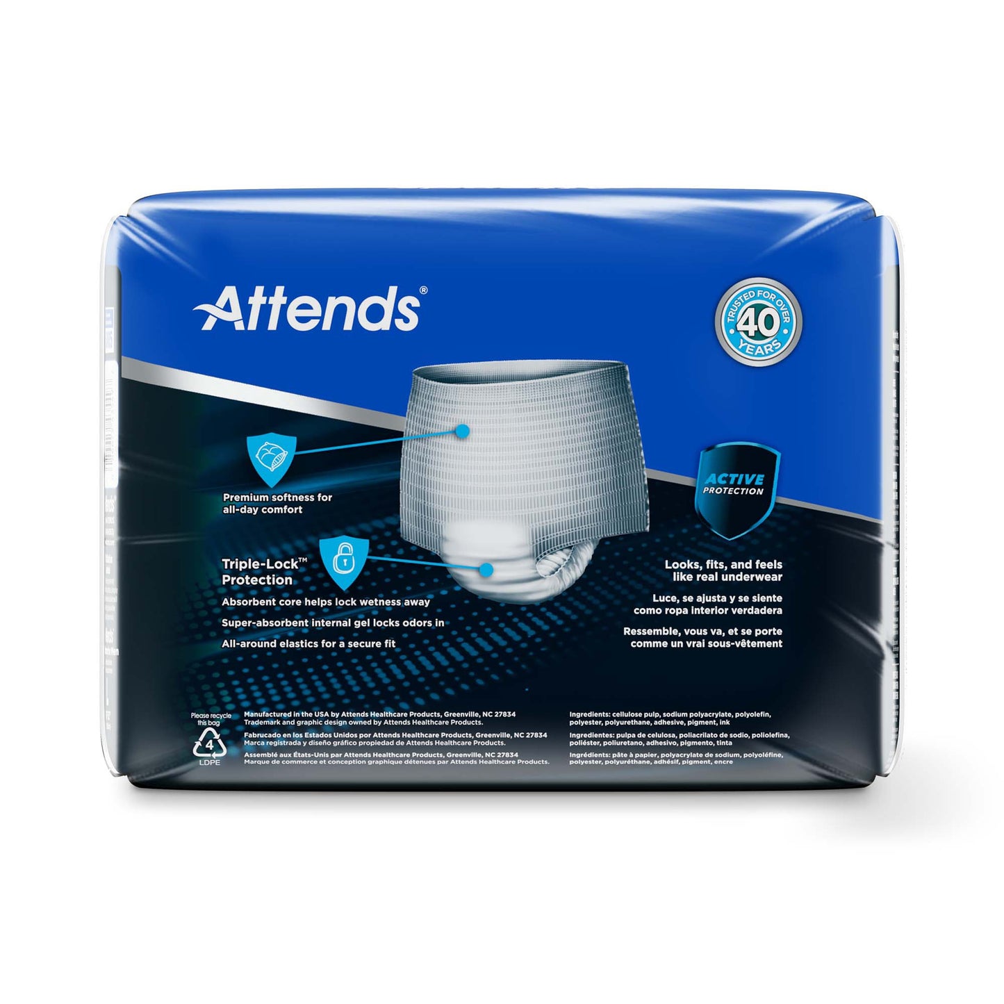 Attends® Discreet Men's Underwear, Level 5, Large ADUM35