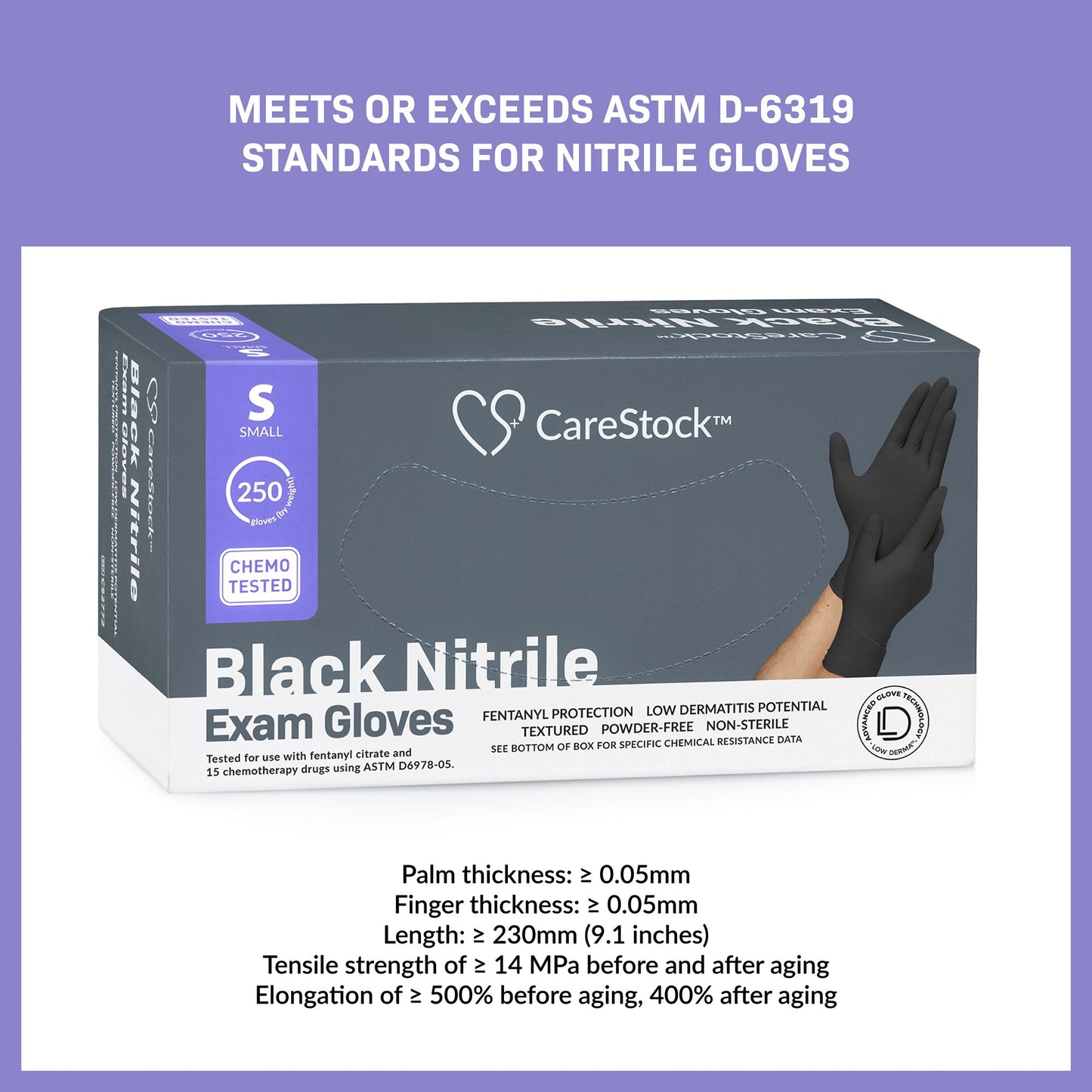 CareStock™ Nitrile Exam Glove, Small, Black CS2772