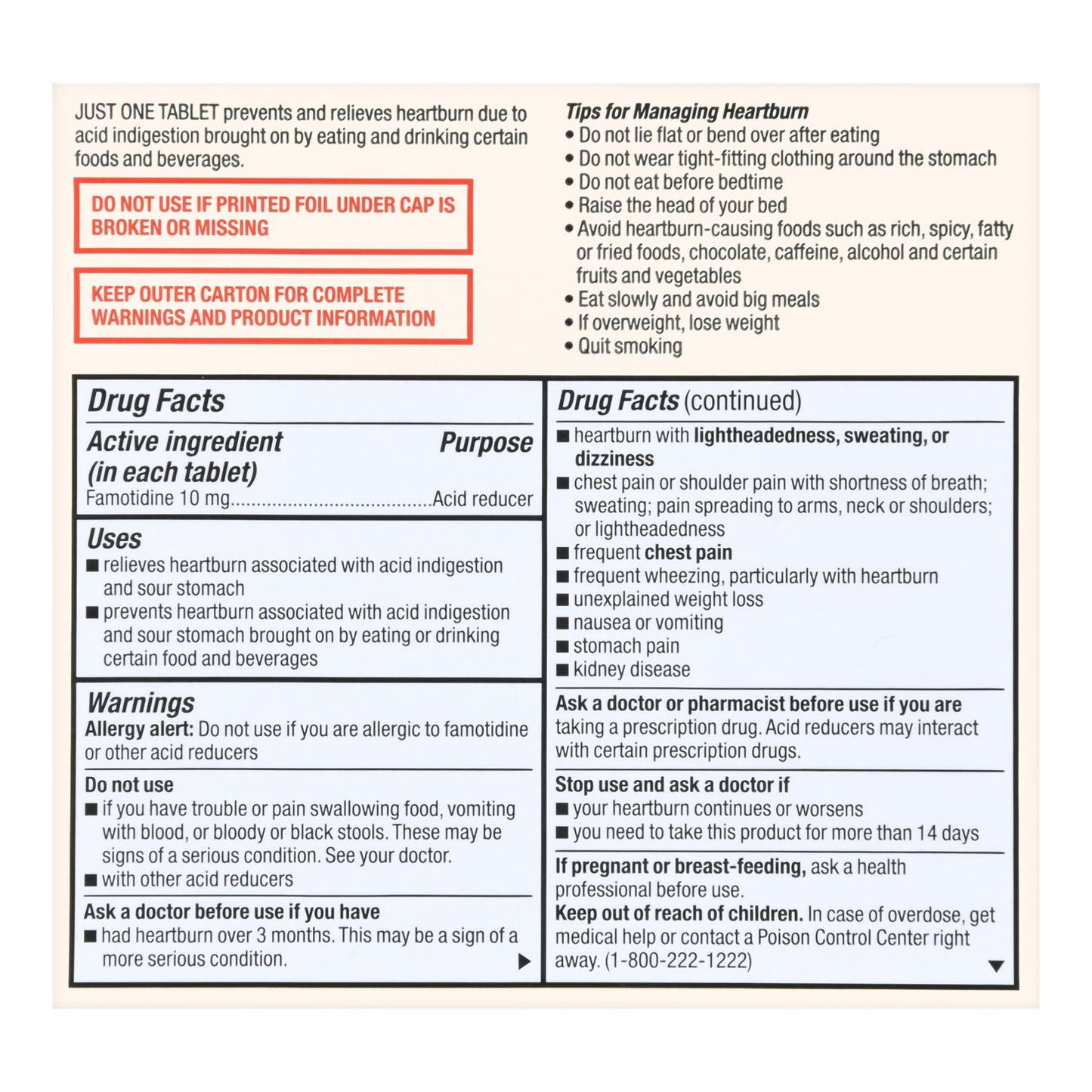 Foster & Thrive™ Original Strength Acid Reducer Famotidine Tablets 10 mg 70677110203